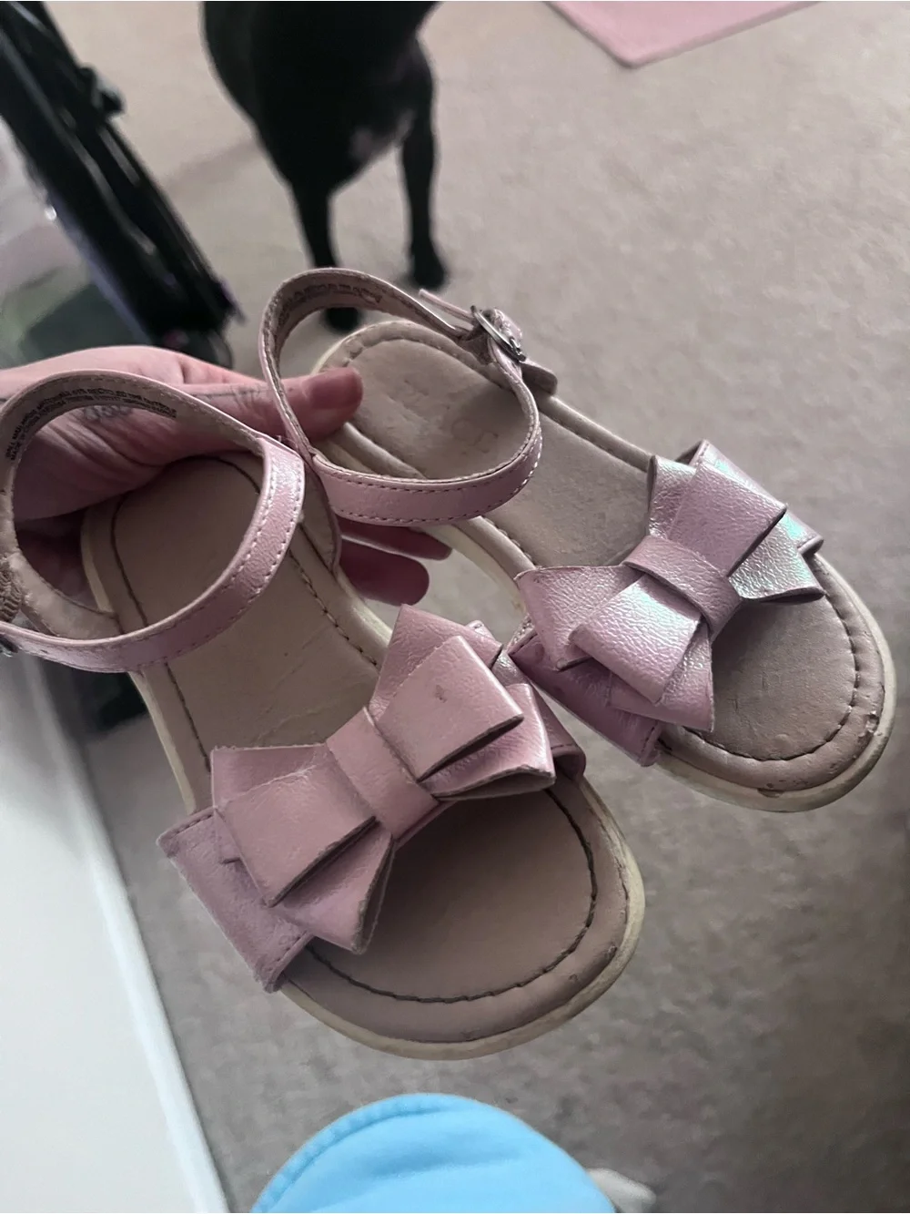 Girls' Pink Bow Ankle-Strap Sandals